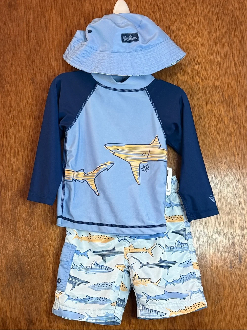 UV Skinz Kids 3-Piece Swim Suit Set Shark Blue UPF 50+ size 3T